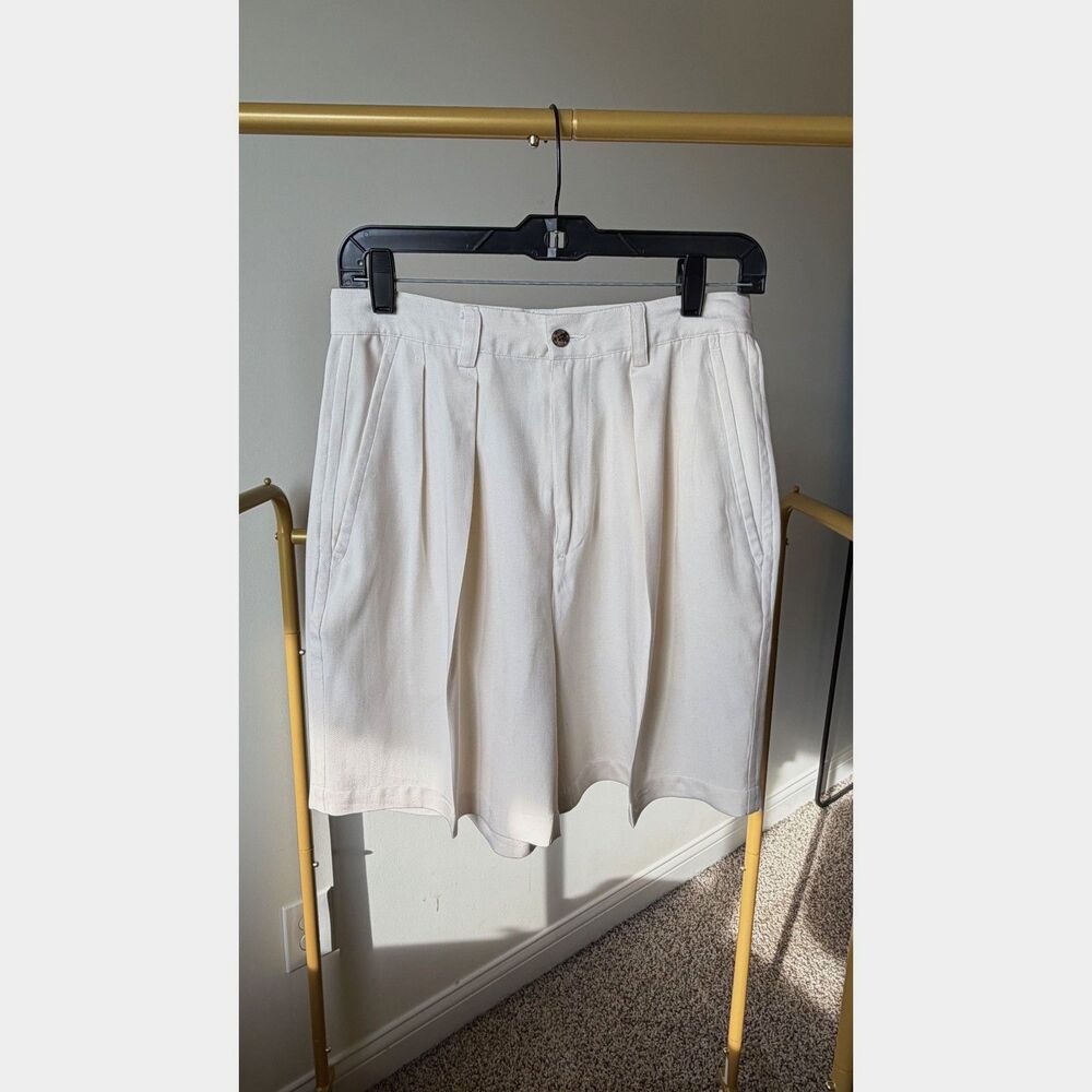 Vintage 90s Tommy Bahama 100% Silk Pleated Shorts Cream